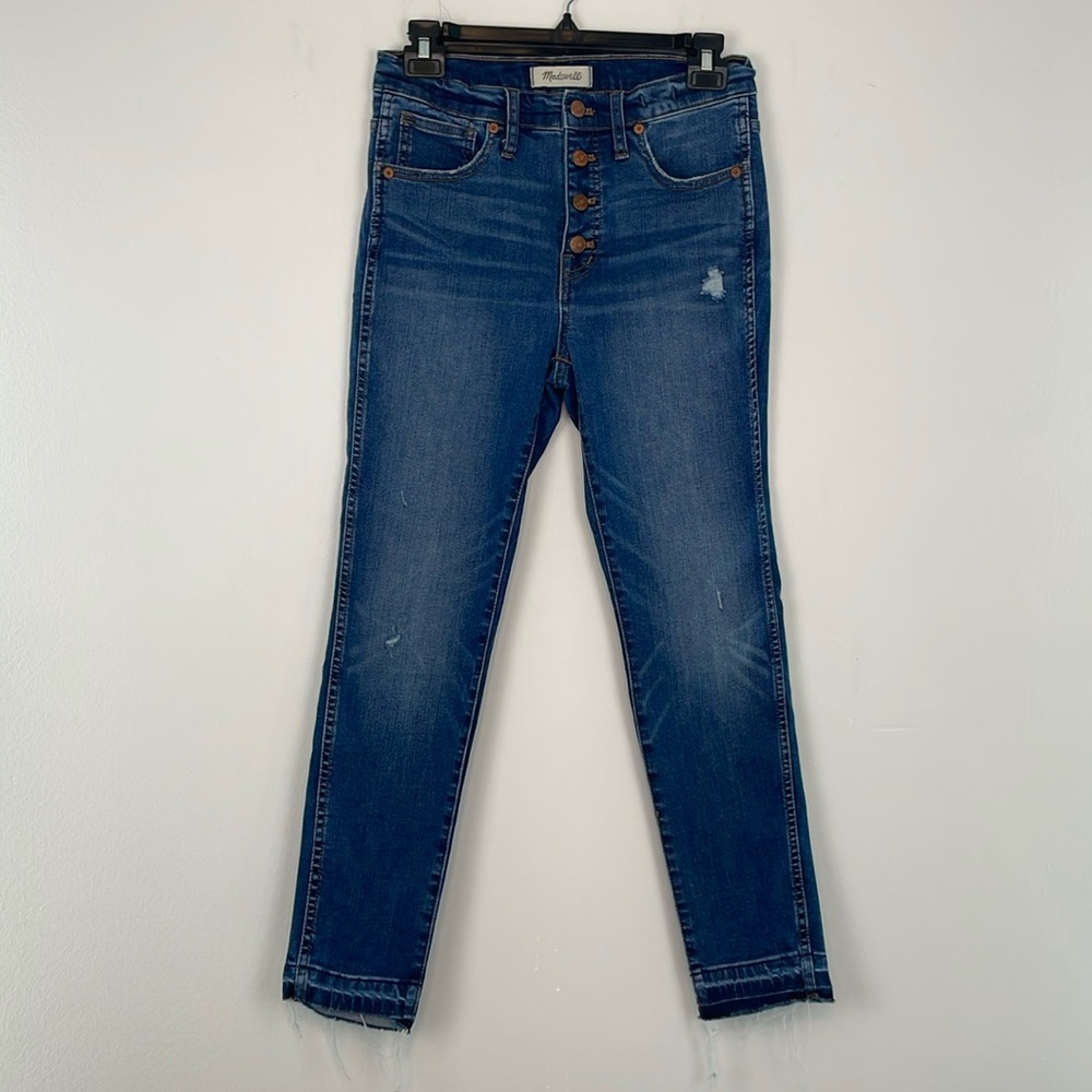 Madewell 10” High Rise Skinny Jeans. Size 27. Buttonfly. Drop Hem.